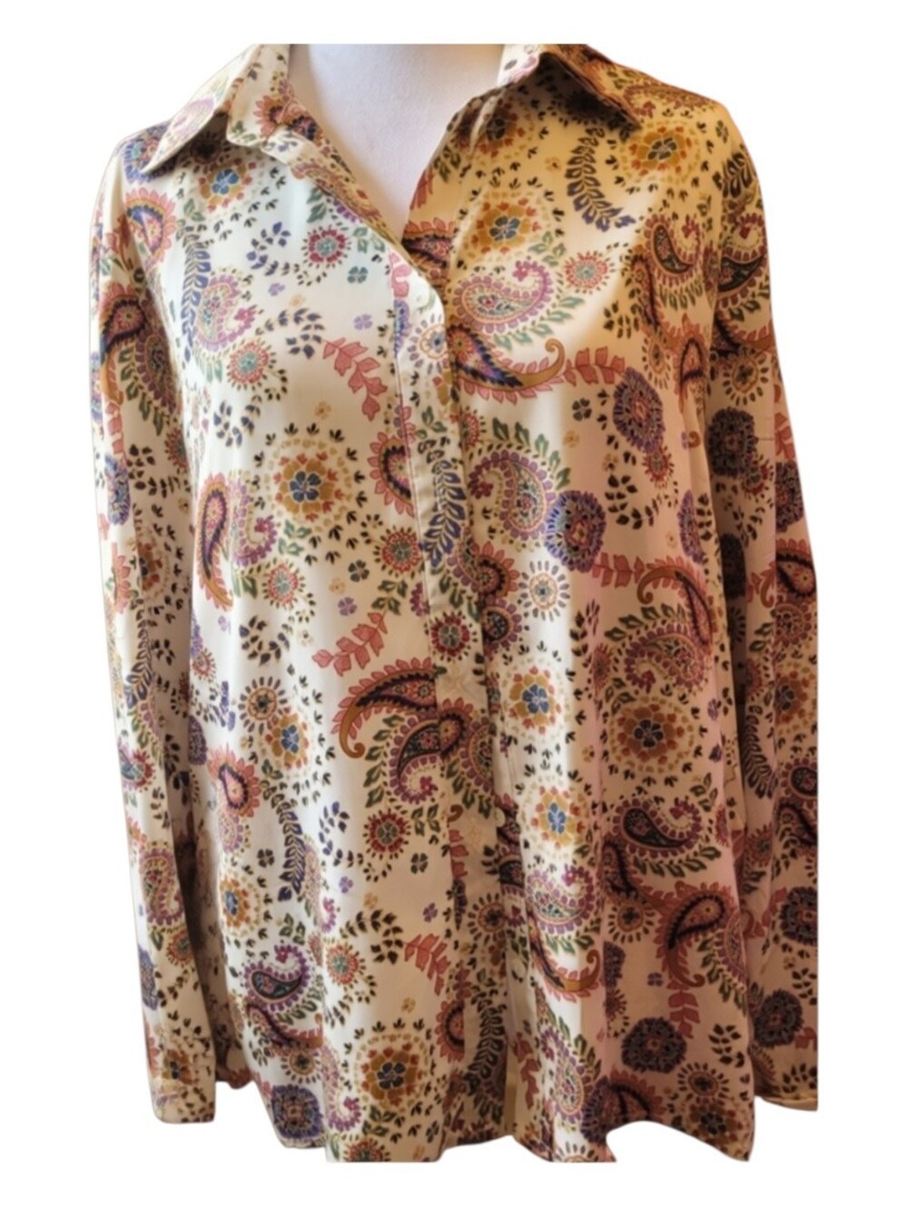 Miley And Molly BNWT Floral Paisley Cream Button-Up Blouse